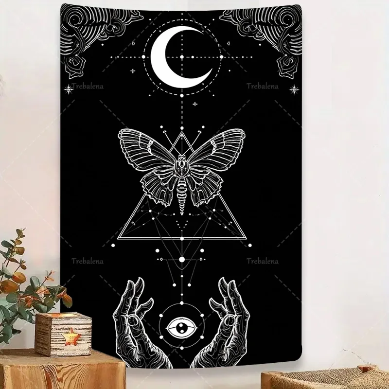 

1pc Wall Tapestry "Mystic Moon Butterfly Tapestry - Boho Chic Wall Hanging for Bedroom Decor"