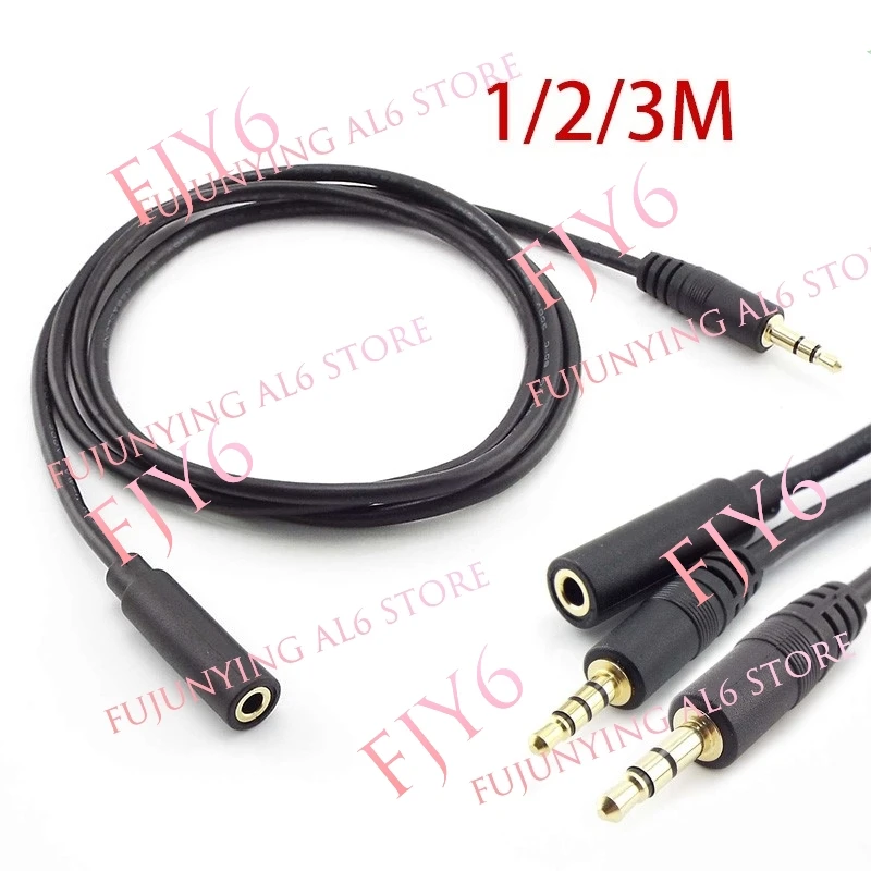 3 4 Pole Male to Female 3.5mm AUX Jack Audio Extension Cable Cord Auxiliary Headphone Earphone Speaker Stereo Audio Cables A6