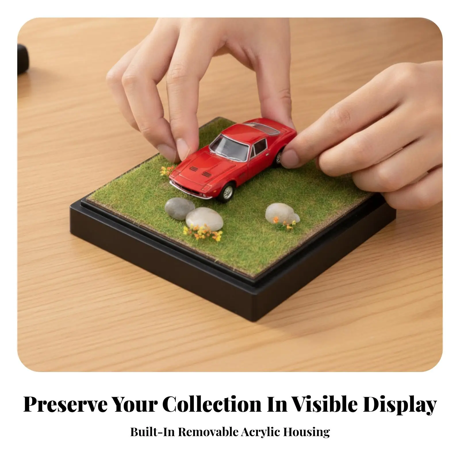 Miniature Grassland Diorama Base 10.5cm Black Foundation Plaster Surface for Collectible Car Figure Scene Building Creative