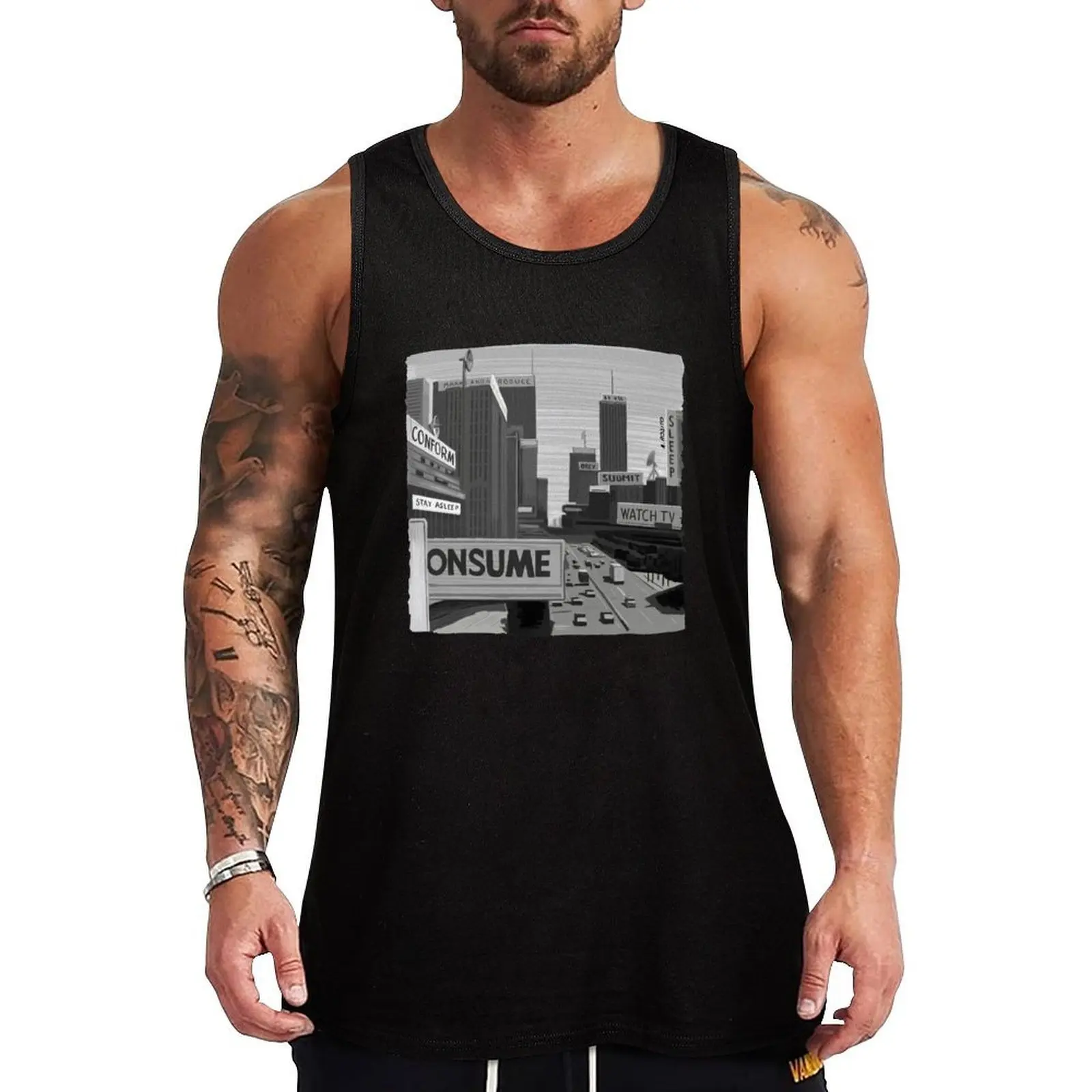 Camiseta sin mangas con ilustración de They Live de Burro, camiseta sin mangas estilo hip hop, camiseta informal sin mangas estilo streetwear