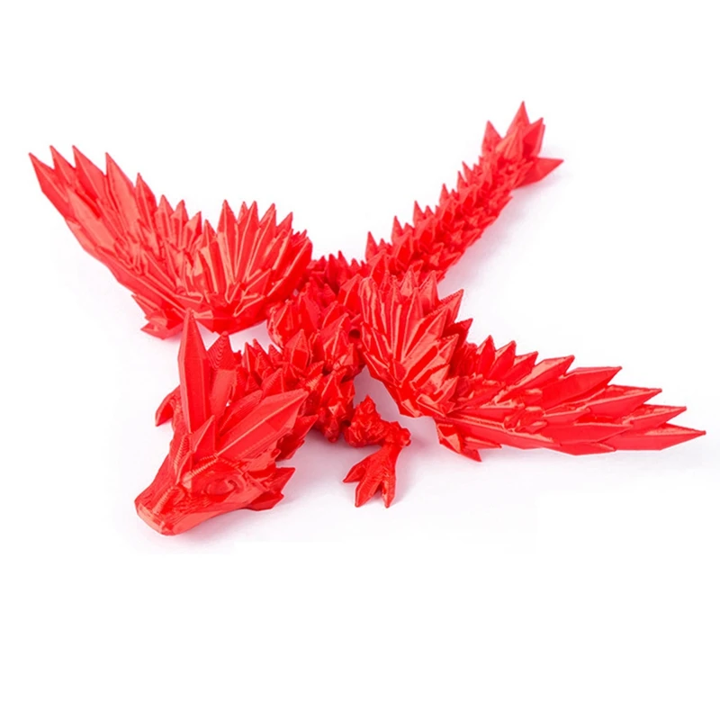 3D Printed Gemstone Dragon Gift Gradient High-End Figure Eco-Friendly Crystal Dragon Trendy Toy Figure, Easy To Use Red