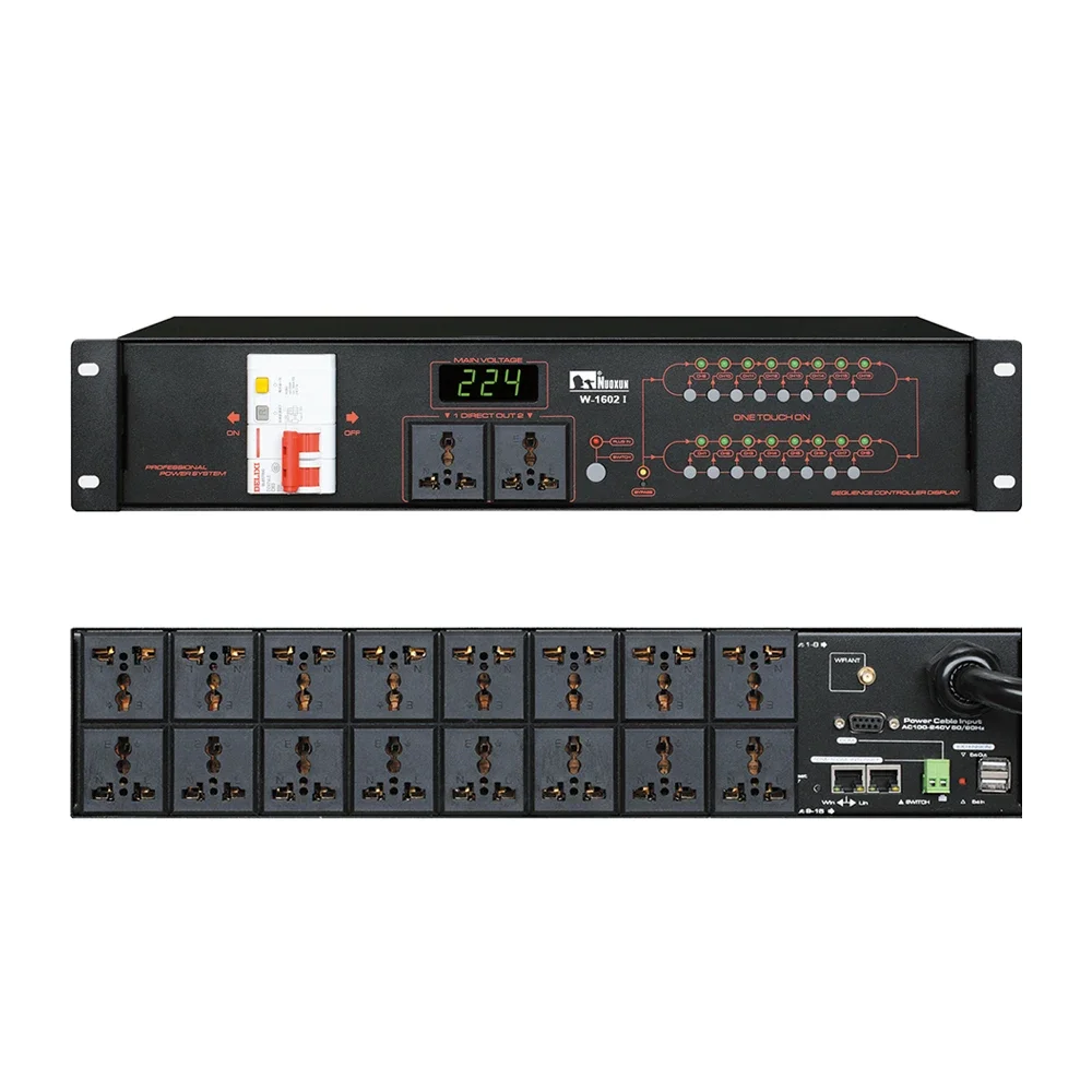 16 Outlet Power Sequencer Conditioner Rack Mount Pro Audio Digital Power Supply Controller Regulator w/Voltage Re