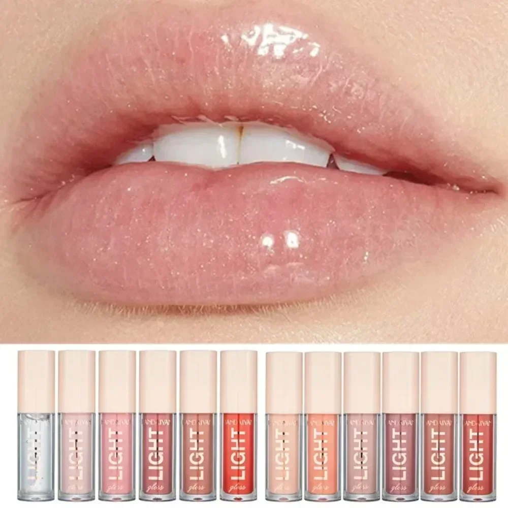 Heallor 1pc Mirror Water Glitter Lip Gloss Glossy Moisturizing Transparent Lip Oil Lasting Clear Primer Hydrating Plump Lipstick