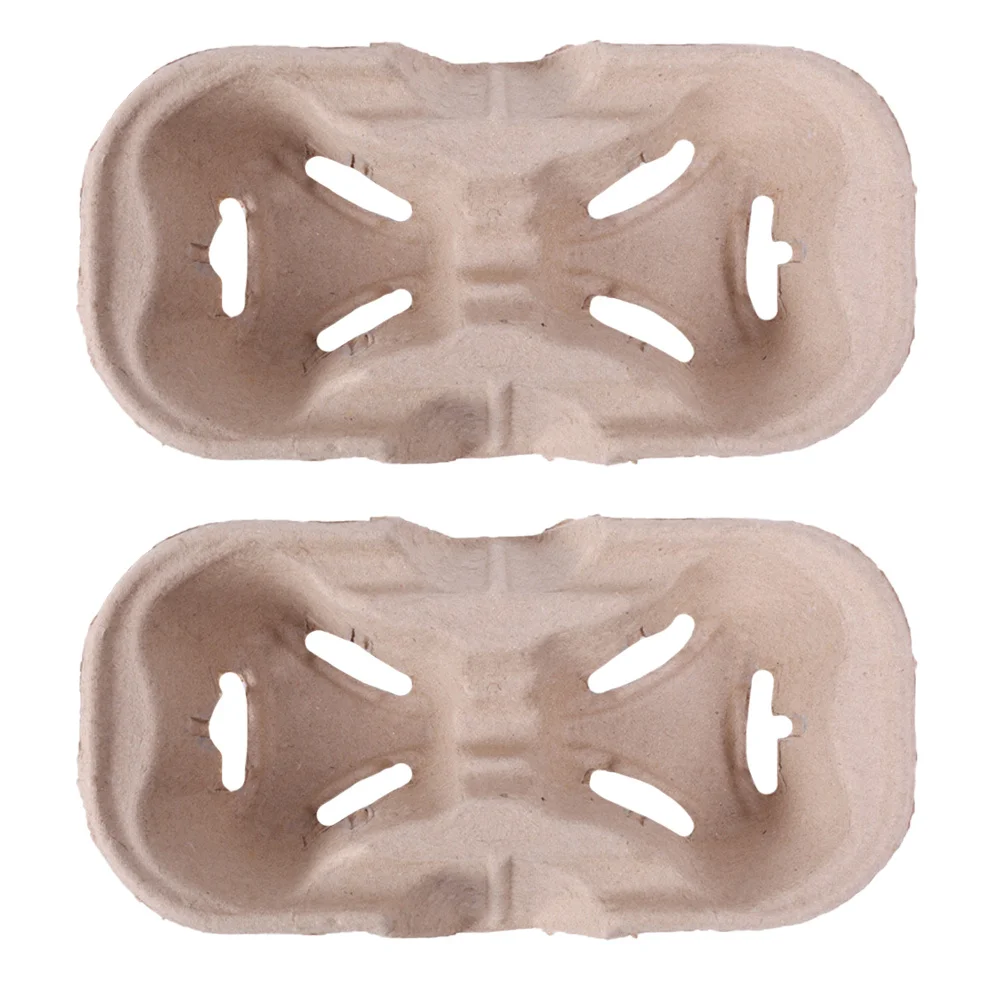 

20Pcs Eco-Friendly Paper Pulp Cup Tray Disposable Coffee Holder Portable 2 Cups Drink Carrier Paper Tray for Takeout Milk Tea