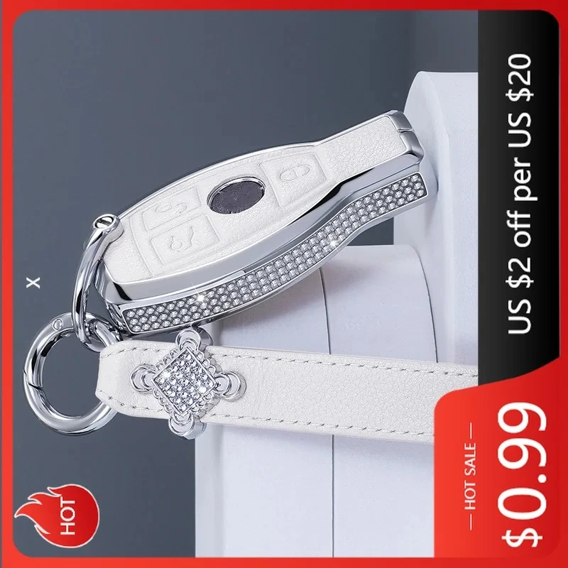 

Для MERCEDES-BENZ AMG Hub Caps Diamond Кожаный чехол для автомобильных ключей для Mercedes Benz A B C E S G Class W204 W205 W212 W213 W176 W