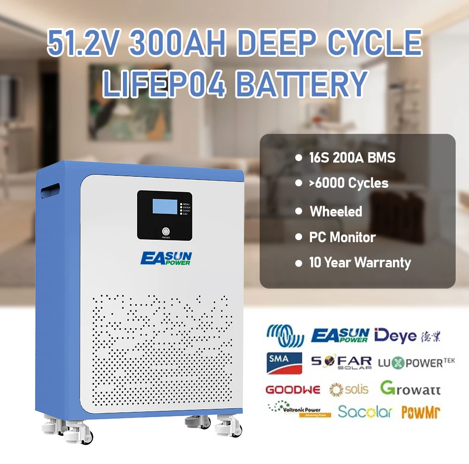 Batteria al litio LiFePO4 da 300AH 200AH 100AH Batteria al litio 15KWH 6000+ cicli Supporto BMS Bluetooth in serie/Paral EU STOCK