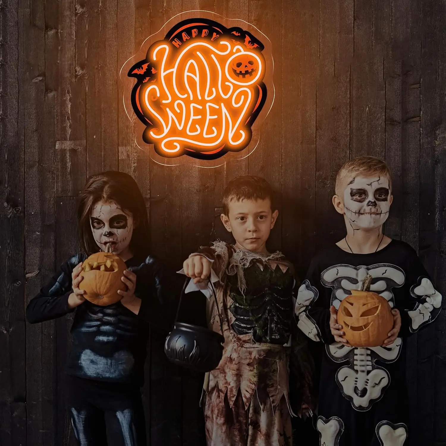 Happy Halloween Neon Sign USB Powered Pumpkin LED Neon Light Party Gothic Bedroom Gaming Room Bar Window Home Decoration Gift