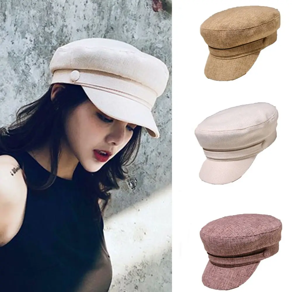 

Personality Autumn Summer Cotton Linen Berets Navy Hats Octagonal Cap Flat Cap