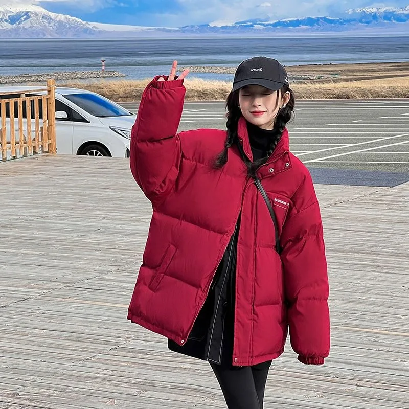 

2023 New Women Down Cotton Coat Winter Jacket Female Short Parkas Loose Thick Warm Outwear Leisure Time Versatile Overcoat