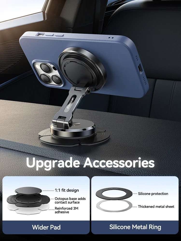 Joyroom Magnetic Car Phone Holder Charger with Rotatable Charging Panel 15W Fast Wireless Charging Magnetic Phone Mount JR-ZS423