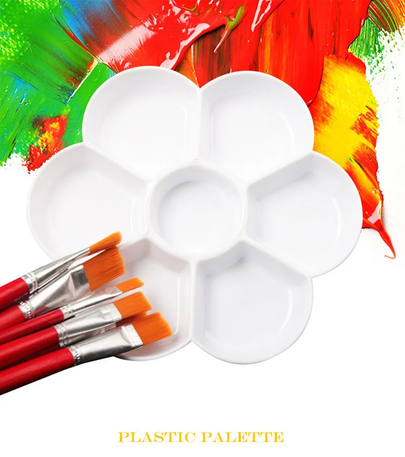 Plastic Flower Shaped Palette Painting Dish Art Students Painting Mixing Palettes Oil Acrylic Watercolor Gouache School Supplies