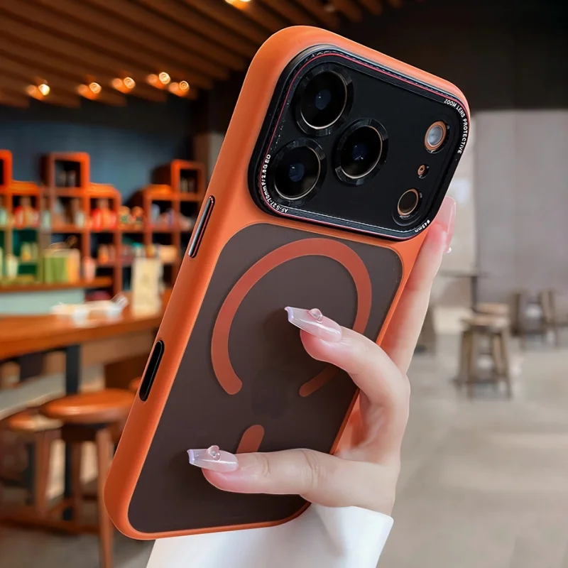 Luxuriöse, matte Handyhülle mit Magnetfunktion für MagSafe, passend für iPhone 18, 16, 15, 17 Pro Max Plus, mit Kameraschutz, stoßfestem Panzer und stoßabsorbierendem Rahmen. – Detail 1