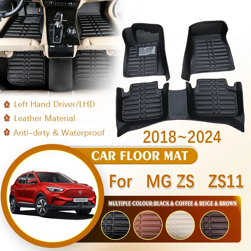 

for MGZS MG ZS ZS11 EV ZST 2018~2024 LHD Car Leather Waterproof Foot Inner Liner Carpet Mats Custom Rug Anti-dirty Accessories