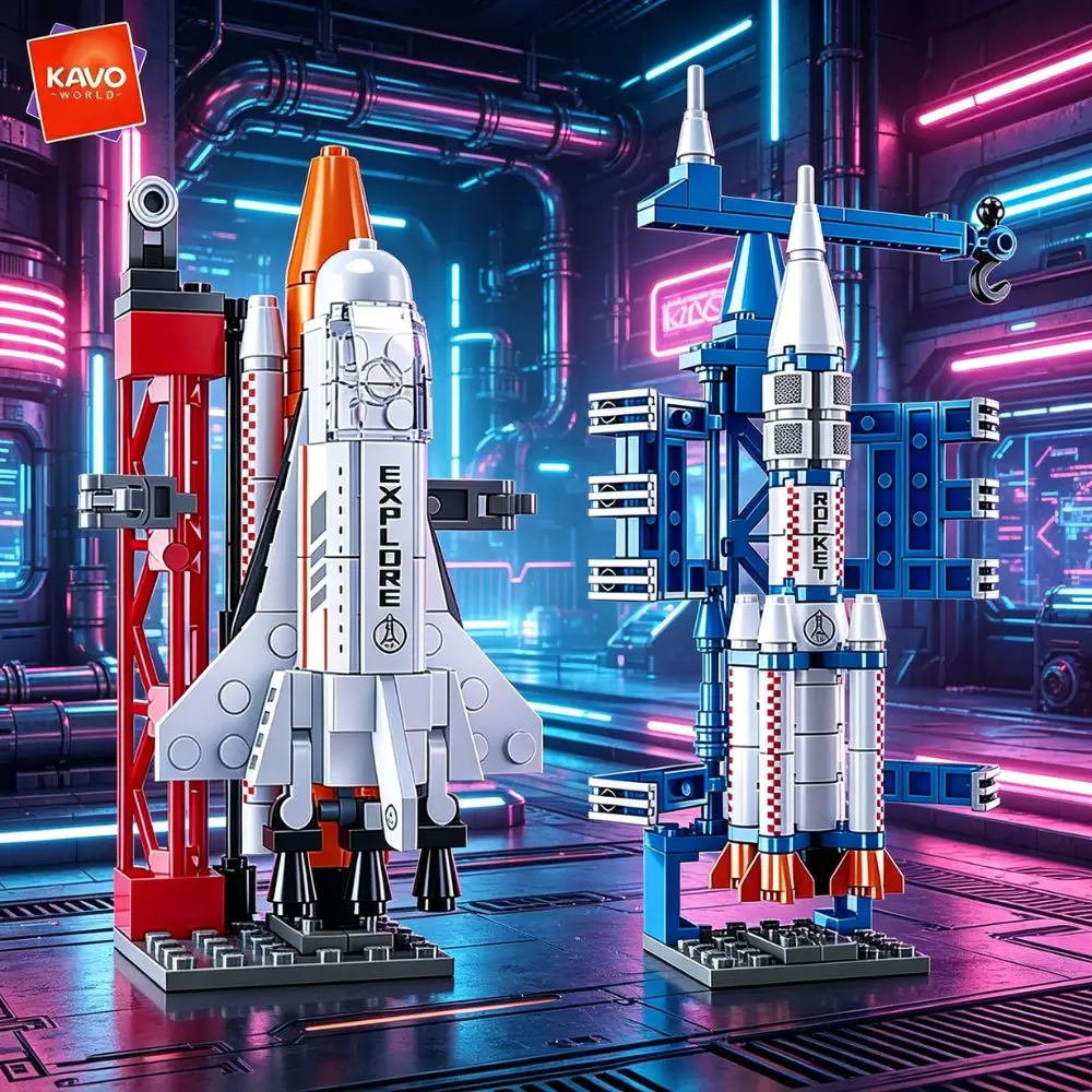 KAVOWORLD Set de Bloques de Construcción Cohete Espacial, Serie Aeroespacial, Kit de Modelo DIY, Ladrillos Educativos, Regalo para Amantes del Espacio
