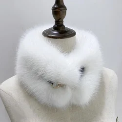 Faux Fur Collar for Women Luxury Plush Fur Neck Collar Fluffy Fur Scarf Autumn Winter Jackets Hood Collar Coat Warm Fake Collars
