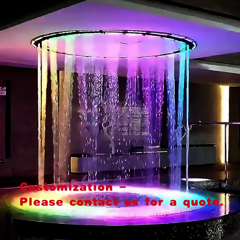 custom.20-years Veteran Landscape Multicolored Curtain Wall 304 Stainless Steel Customized Waterfall Fiber Optic
