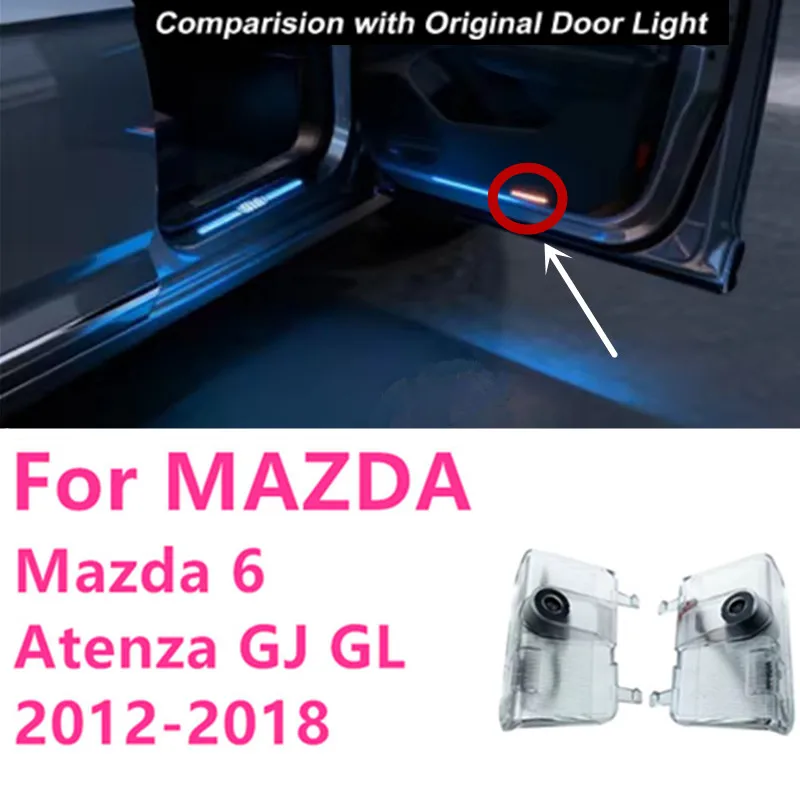 Welcome Light Car Door Lamp leds hd Projection Atmosphere cart Icon Accessories For Mazda 6 GJ GL Atenza 2012-2016 2017 2018