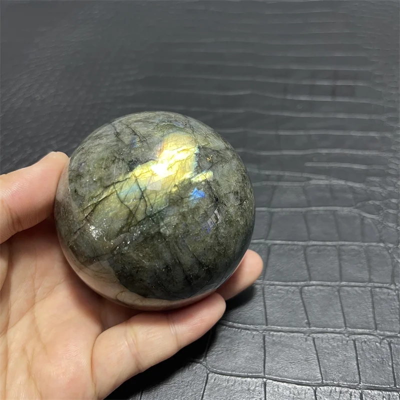 71mm Natural Labradorite Crystal Ball Moonlight Quartz Polished Magic Ball Home Decoration Ornaments with Base