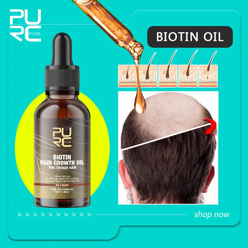 PURC Biotin Hair Oil for Men Women Thicken Improves Scalp Treatment For All Hair Types Hair Care Products