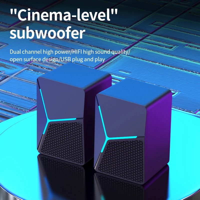 RGB Gaming Computer Speakers Wired Soundbar HIFI Stereo Bass Subwoofer for PC Laptop USB Powered 3.5mm Jack Desktop
