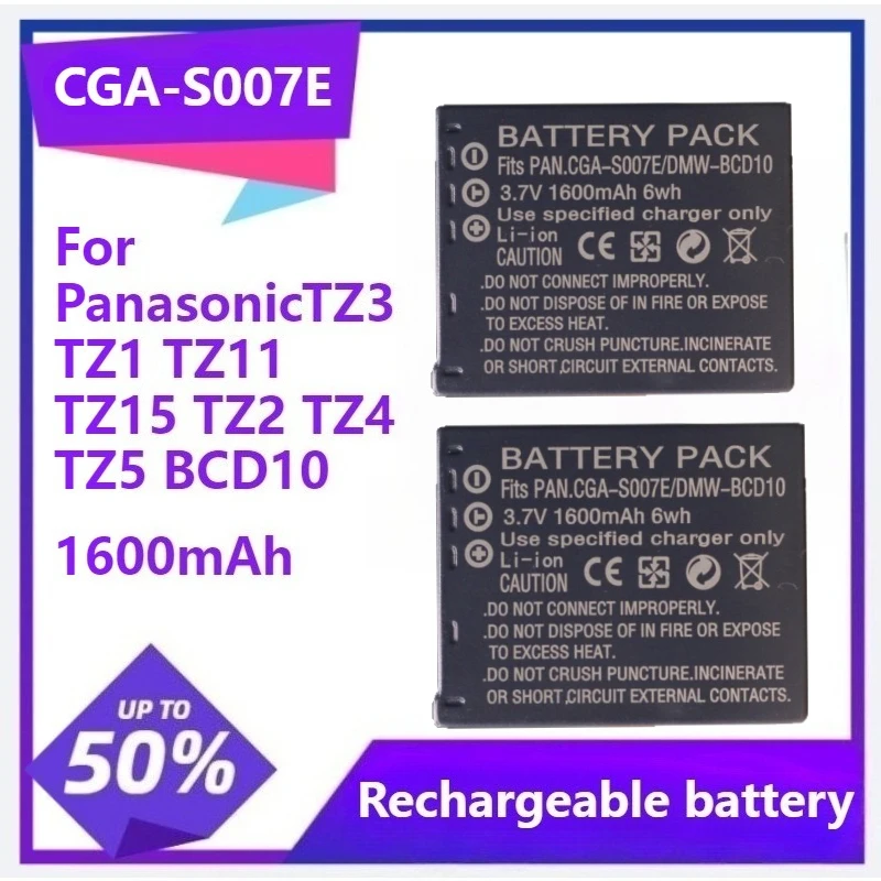 

CGA-S007E for Panasonic DMC TZ1 TZ2 TZ3 TZ4 TZ5 TZ50 TZ15 Batteries CGA-S007E CGA S007E S007 S007A BCD10 Camera Battery 1600mAh