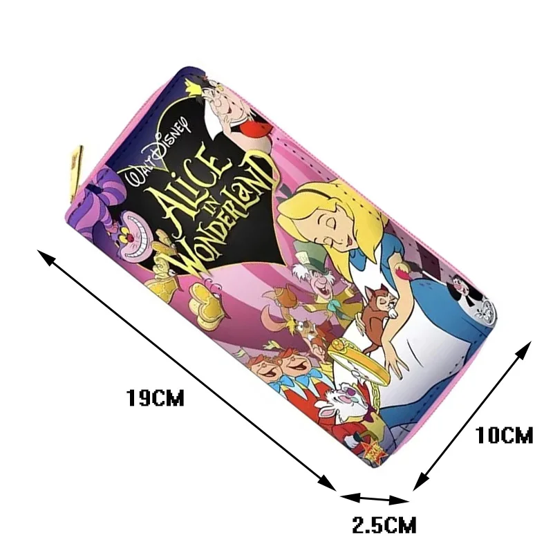 Disney Princess Wallet Cartoon Belle Alice Ariel Snow White Womens Blocking Leather Zip Around Wallet Long Purse Credit Card