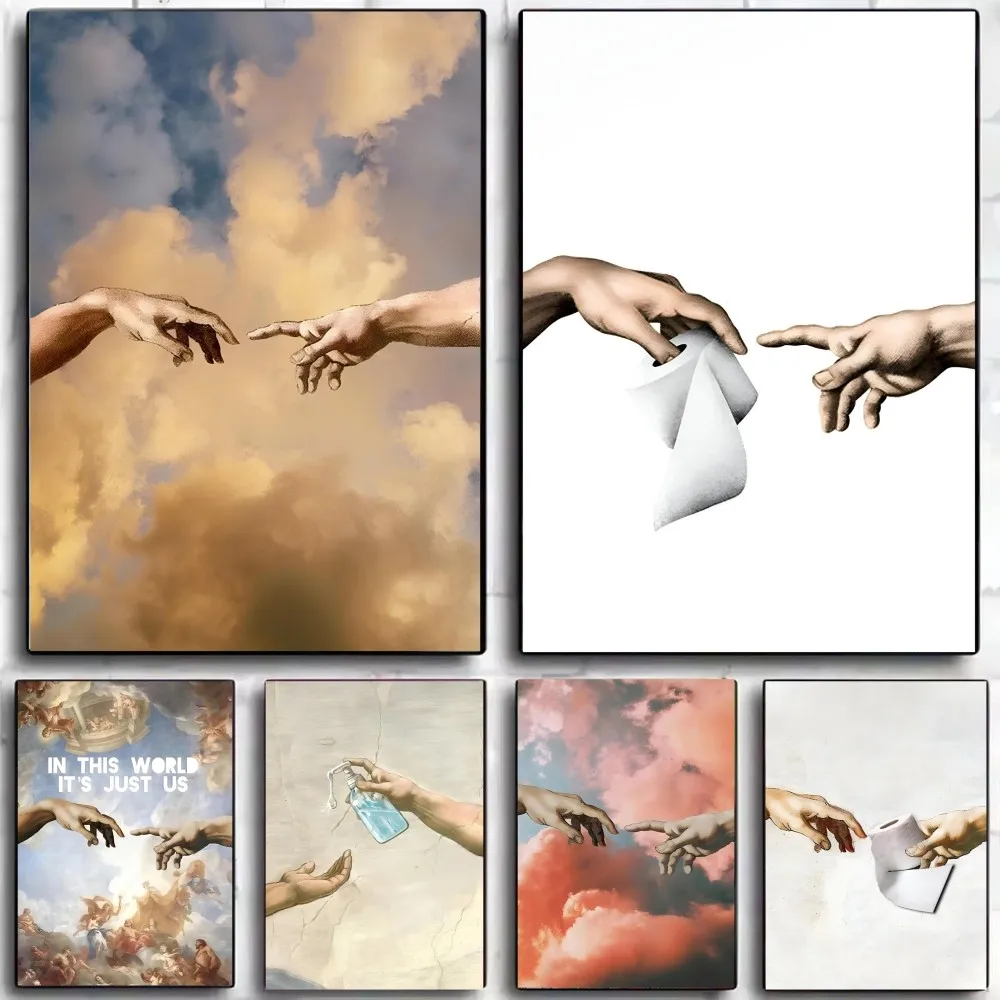 1 قطعة يد الله الرجعية آدم مضحك ورق التواليت صورة ملصق HD الملصقات غرفة المنزل مقهى فن الديكور طلاء جدران صورة