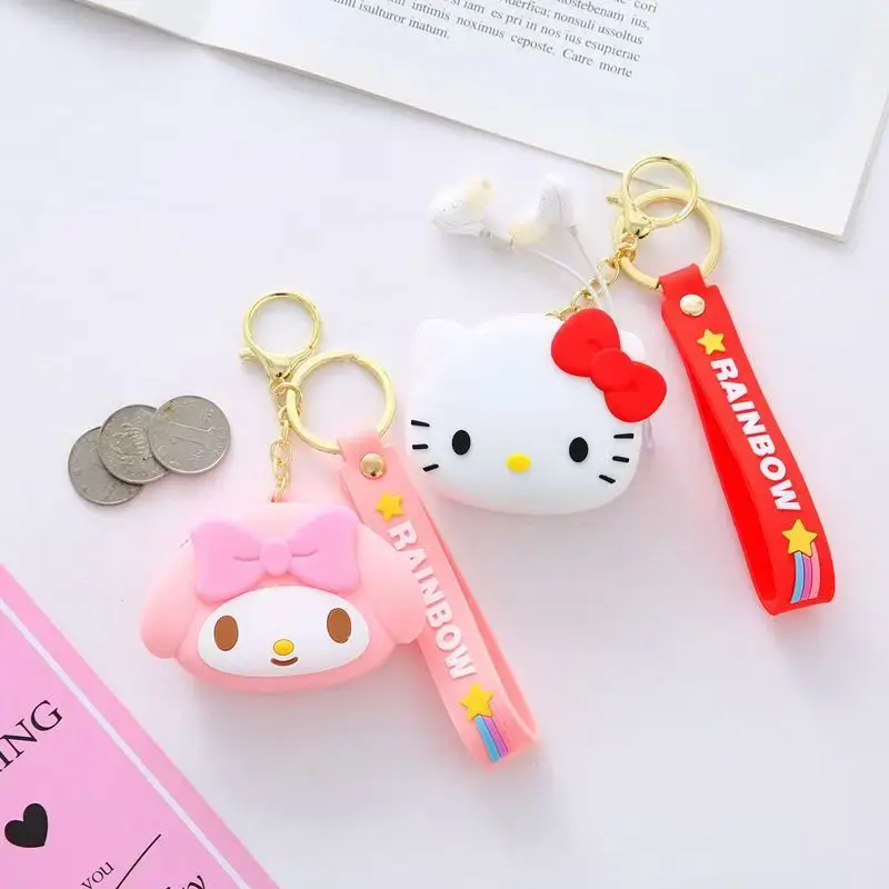 Cute Hello Kitty Coin Purse Fashion Cartoon Cinnamoroll Kuromi Mini Purse Keychain Bluetooth Headset Bag Bag Pendant Gifts