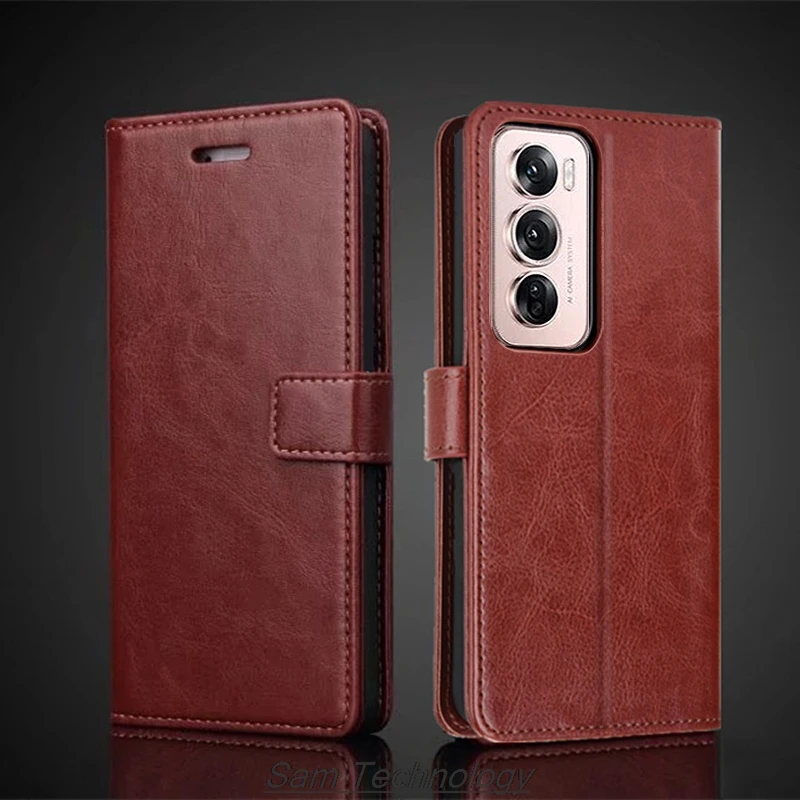 

Card Holder Cover Case for OPPO Reno12 Pro / Reno 12 Pro 5G Pu Leather Flip Cover Retro Wallet Phone Case Business Fundas Coque