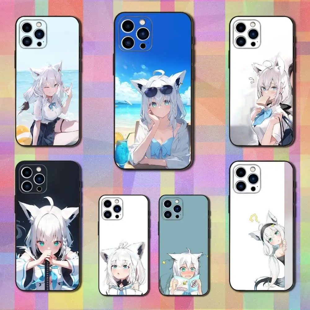 

Cute S-Shirakami F-Fubuki Phone Case For iPhone 16,15,14,17,13,12,11 Plus,Pro Max,XS,X,XR,SE,Mini,8,7,Soft Silicone Black Cover