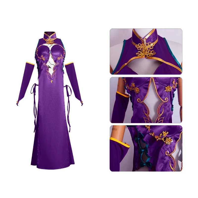 

CyRebellious Luluxiu cos Hostess CC фиолетовый Cheongsam же косплей аниме диффузная ролевая игра