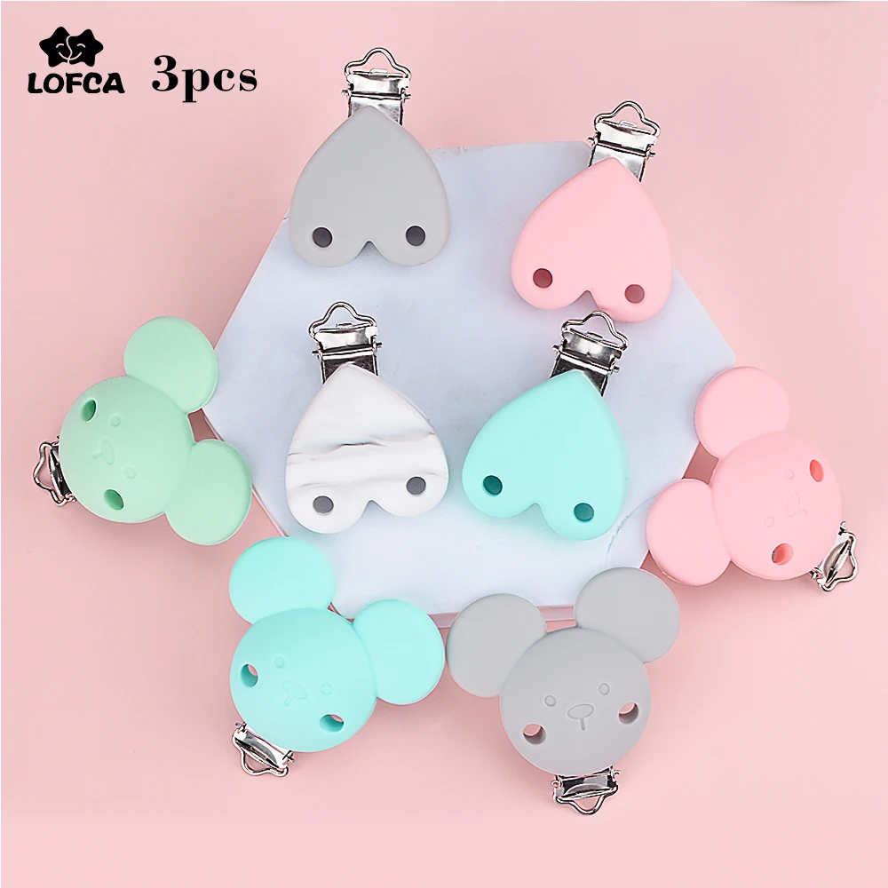 LOFCA 3pcs Silicone Heart Shape Clip And Silicone Mouse Clip Food Grade Silicone clip bpa free used for make jewelry accessories