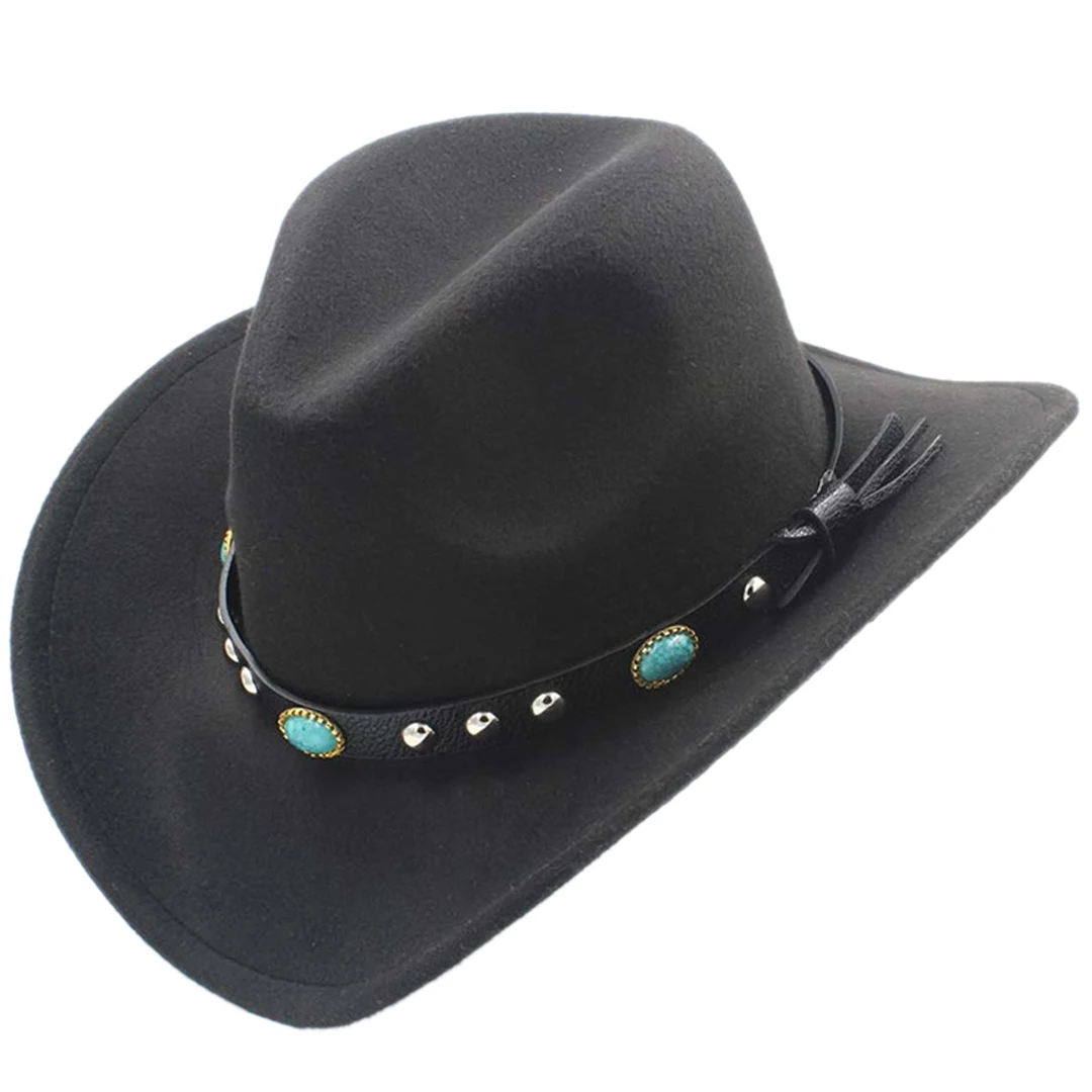 

Western Style Children Kids Boys Cowboy Hat Gilrs Cowgirl Caps w/Turquoise Leather Belt for Halloween Party Birthday