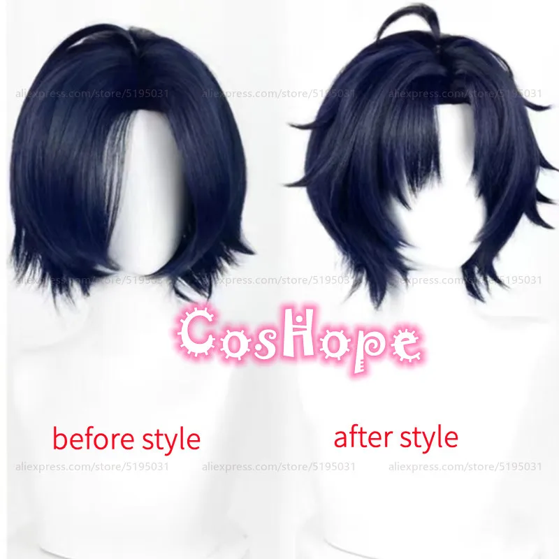 ZZZ Asaba Harumasa Cosplay 30cm Short Black Blue Mixed Wig Cosplay Anime Cosplay Wigs Heat Resistant Synthetic Wigs Halloween