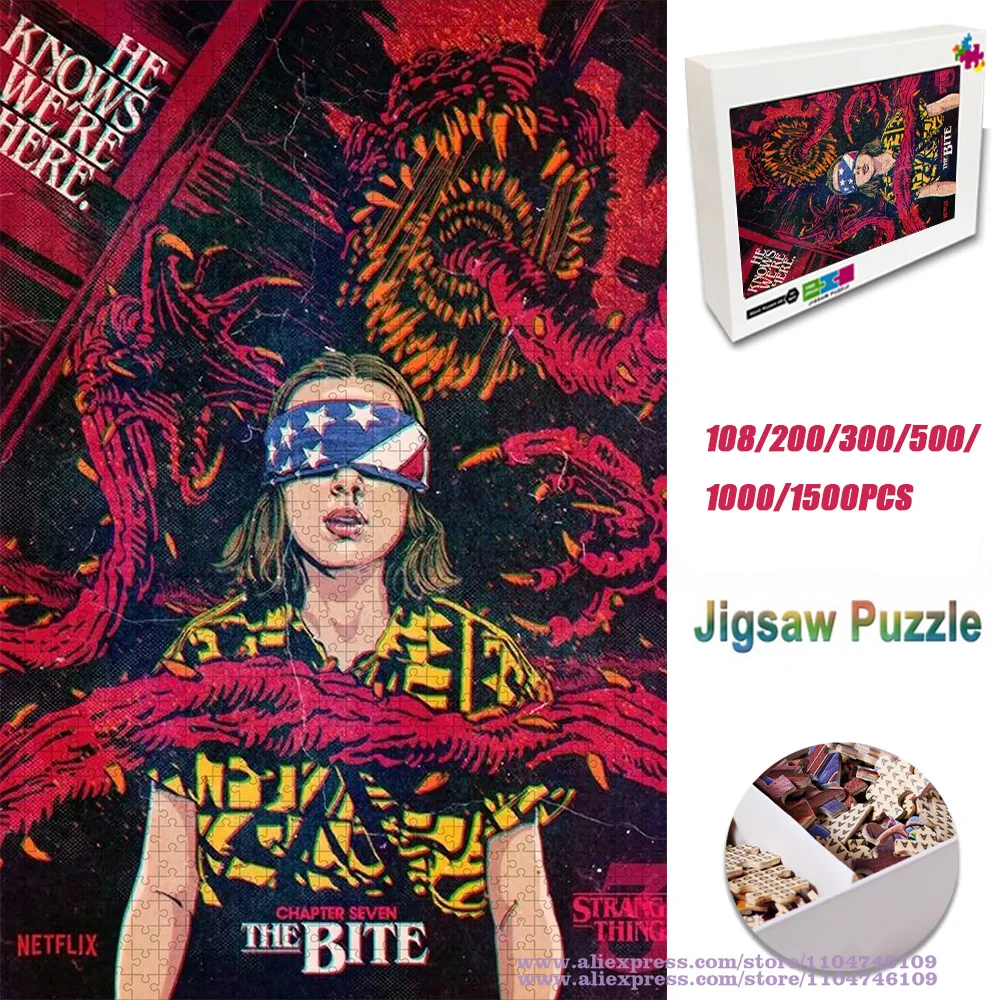 

Stranger Things Puzzle Jigsaw Season Three Chapter Eight: The Bite 108/200/300/500/1000/1500Pcs Intelligence Puzzles Home Decor