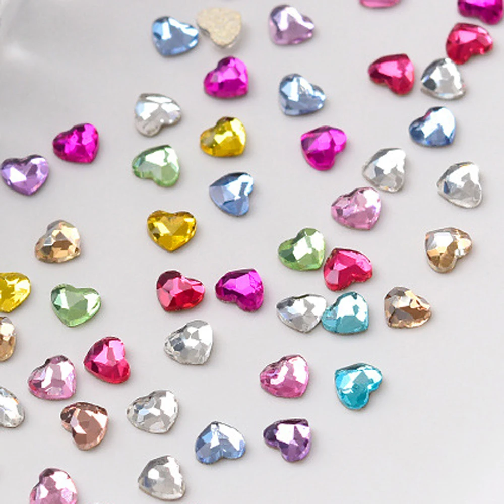 50pcs Mini Aurora Nail Crystal Charm 3D Colorful Fancy Flash Water Droplet Heart Nail Rhinestones DIY Kawaii Nail Accessories