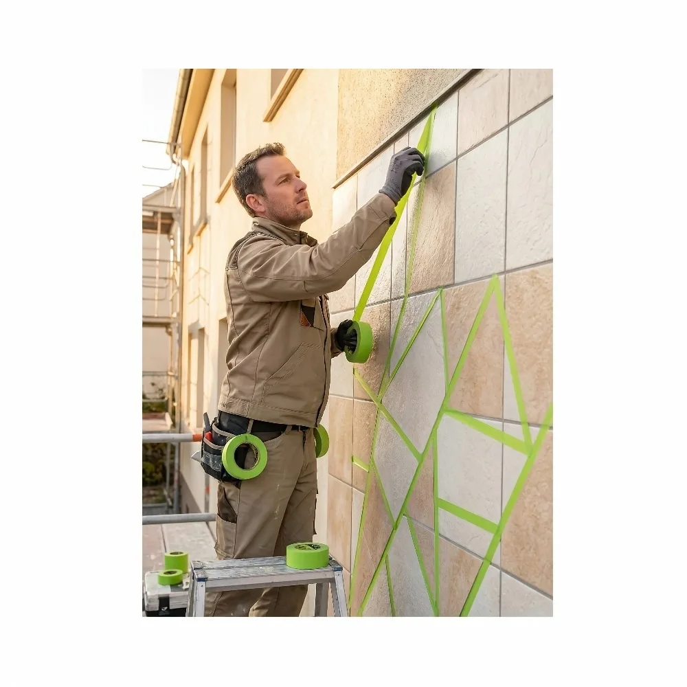 10 rolls Green Masking Tape for Wall Texture, Waterproof Paint Separation Tape for Tile Joints, High Adhesion Crepe Paper Tape