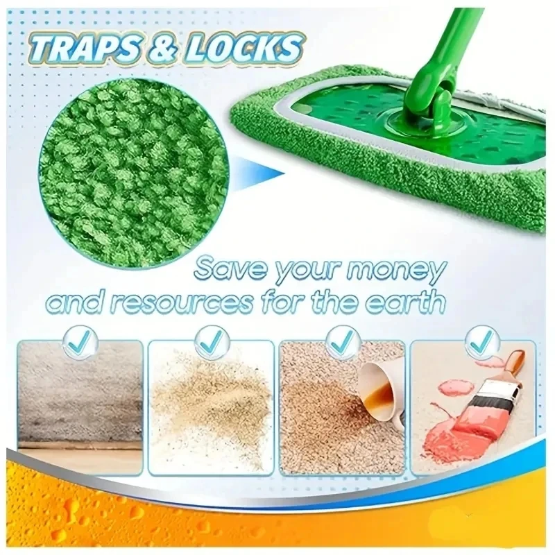 3/8Pcs Microfiber Cleaning Mop Replacement Pad Flat Floor Mop Cloth Washable And Durable Replacement Mop Cloth Cleaning Supplies