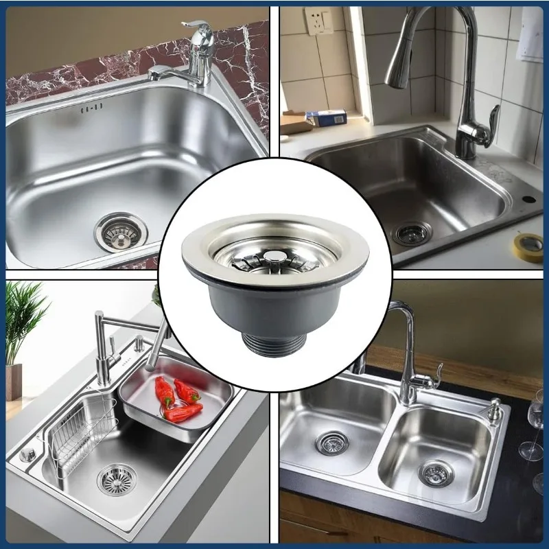 1 шт., сливной фильтр для кухонной раковины в сборе, стальная кухонная пробка, аксессуары для раковины с защитой от засорения для дома, кухни, раковины на балконе
