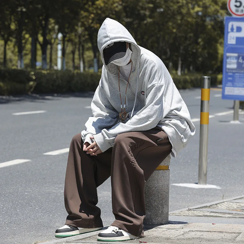 

Мужские модные брюки свободного кроя с широкими штанинами, длиной в пол, в американском спортивном стиле, больших размеров, весна-осень, новинка