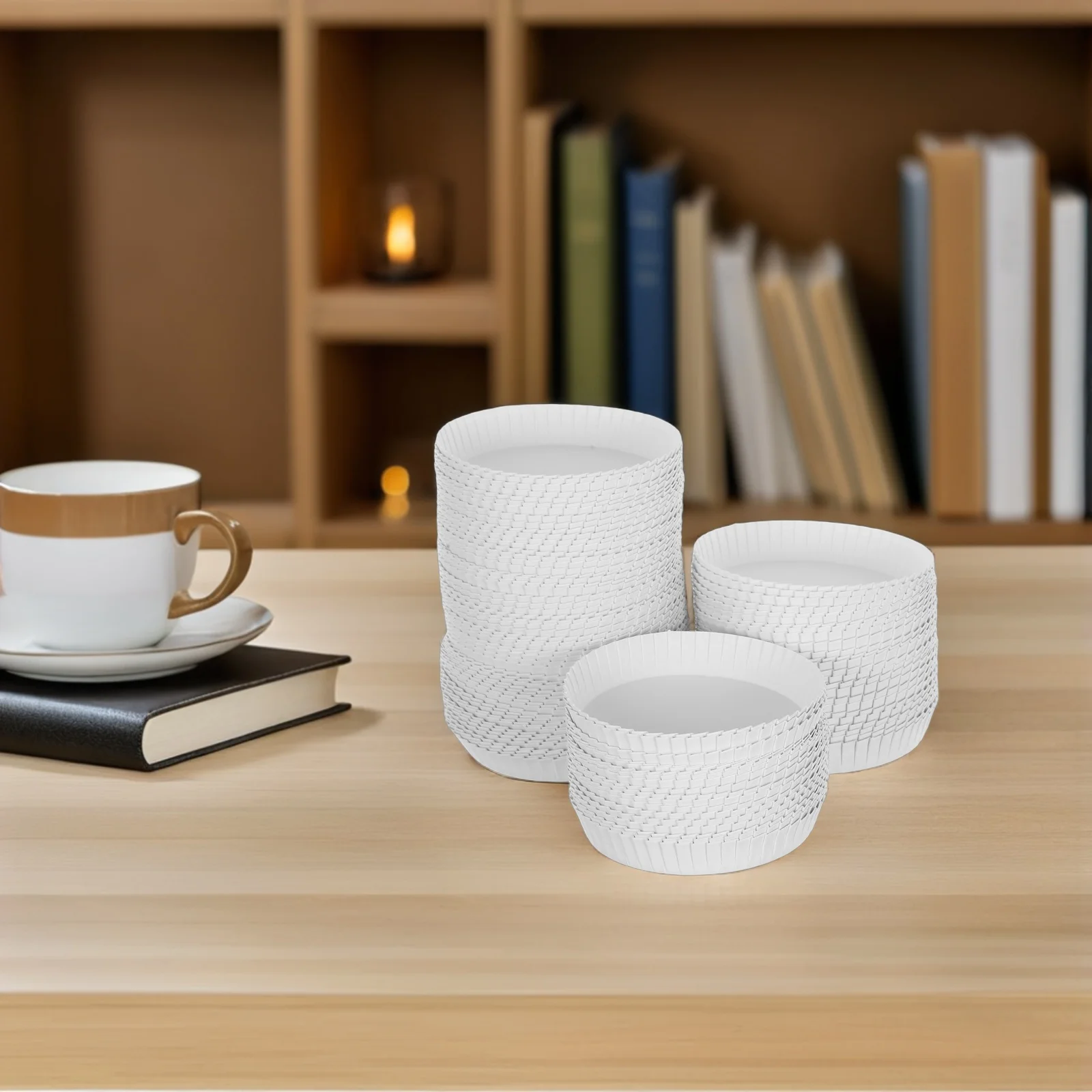 

100 Pcs Cup Drinking Lids Paper Mug Cover Lids 75mm White Unprinted Stackable Compact Hotel KTV Bar Restaurant Use