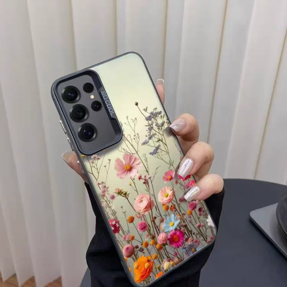 

Premium Phone Case for Samsung S25 S24 S23 S22 S21 Ultra FE Plus A55 A35 A54 Camera Protection for Male Female Ins Flower Bumper