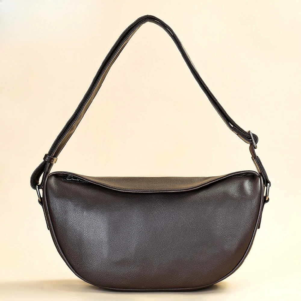 

Trendy Dumpling Bag for Men - Soft Genuine Leather Sling Bag, Casual Vintage Cowhide Crossbody Purse for Travel