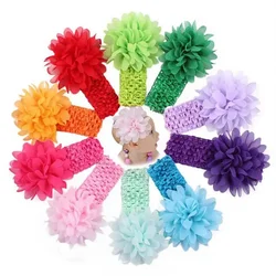 Diademas de flores de gasa para bebés y niños pequeños, accesorios para el cabello, 10 unidades por lote