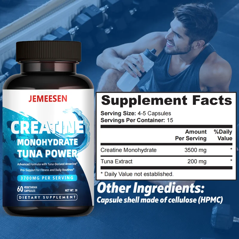 Male Enhancing Supplement With Creatine Monohydrate & Tuna Extract, Endurance & Energy, Balancing Lactic Uric Acid