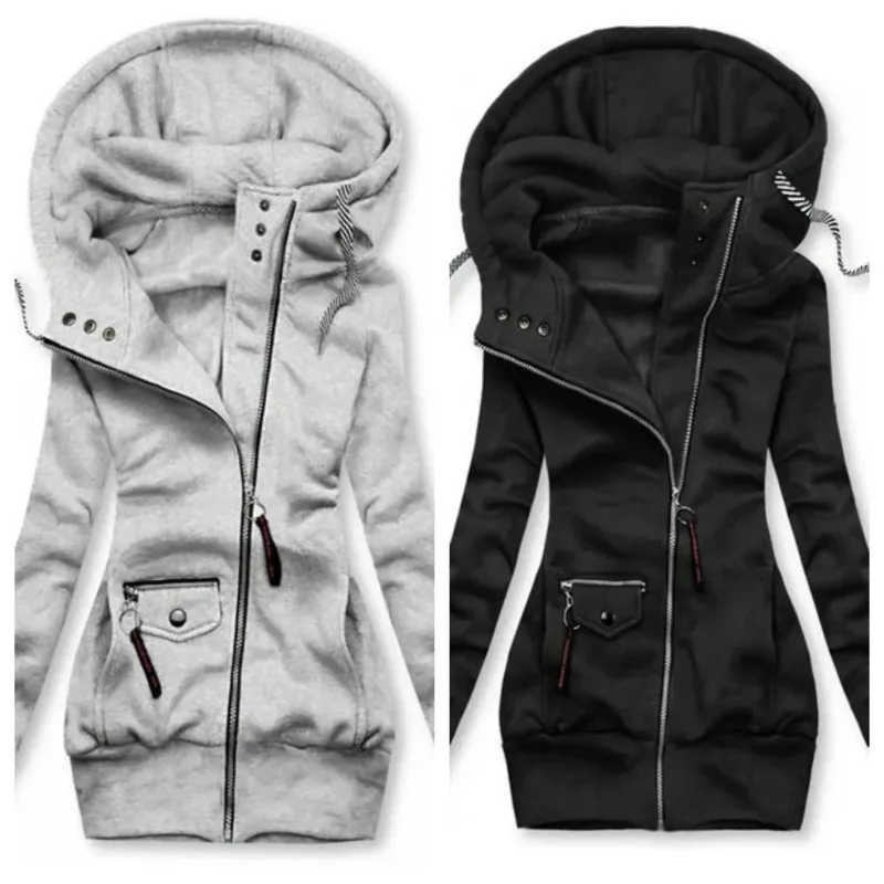 

Women Oversize Hoodies Sweatshirts Pullovers Hoodie Female Patchwork Sweatshirt Autumn Warm Hoody Zipper UP Tops