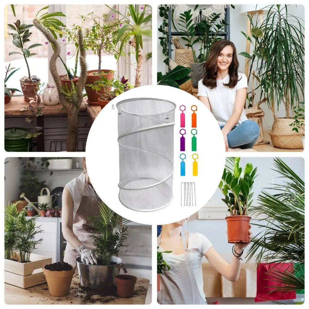 Pop-up Mesh Plant Cover with 16 Ground Stakes &24 Tag Cards &4 storage bags Garden Protector Cloches for Vegetables Flowers