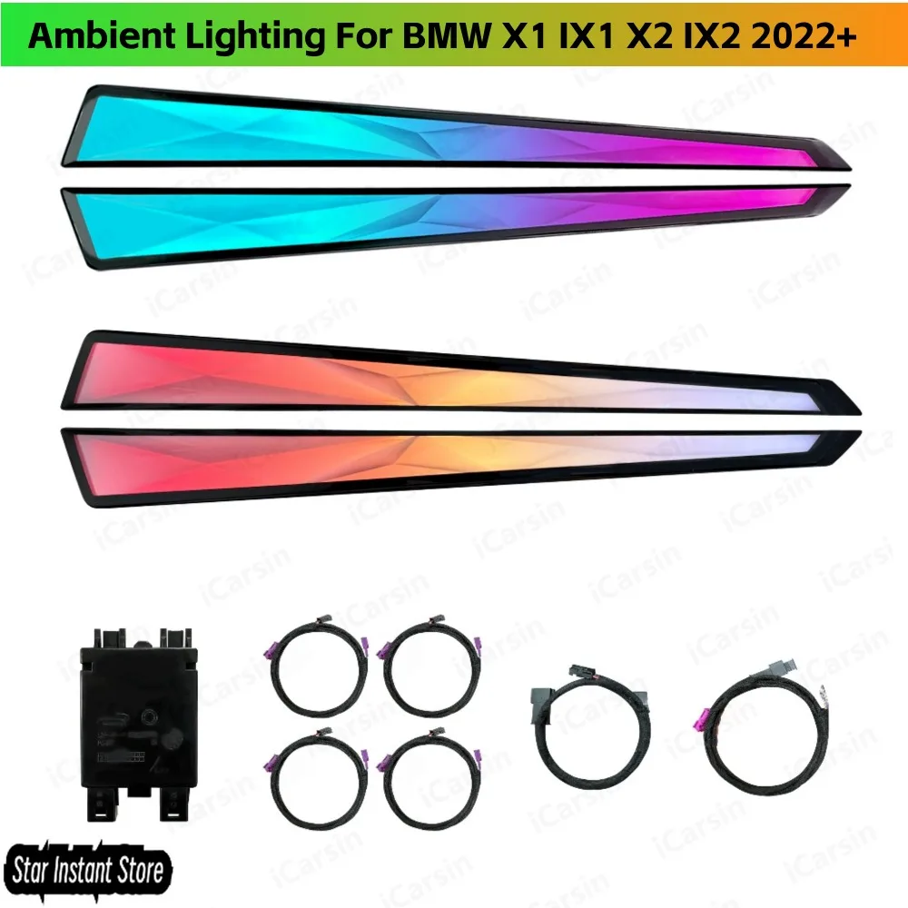 

Crystal Dynamic U11 U12 Ambient Light для BMW X1 IX1 X2 IX2 2022+ Комплект аксессуаров для обновления внутреннего освещения автомобиля