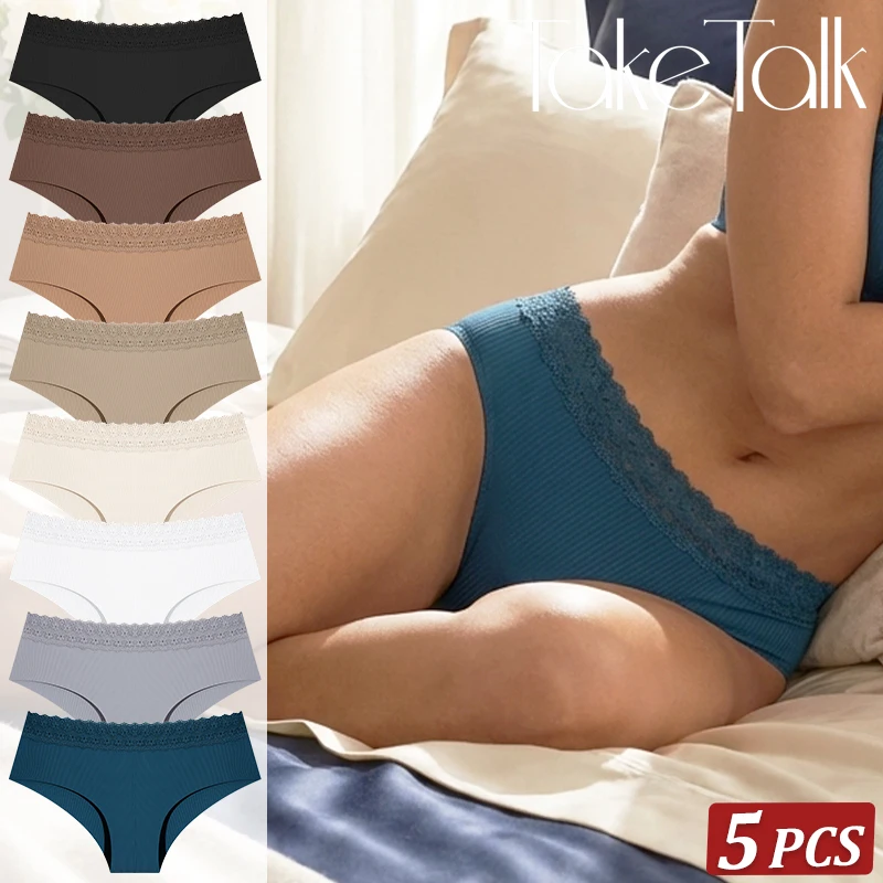 

5 шт./компл., сексуальные кружевные женские трусики, модное бесшовное нижнее белье с низкой талией, женские удобные трусы, однотонное эластичное нижнее белье