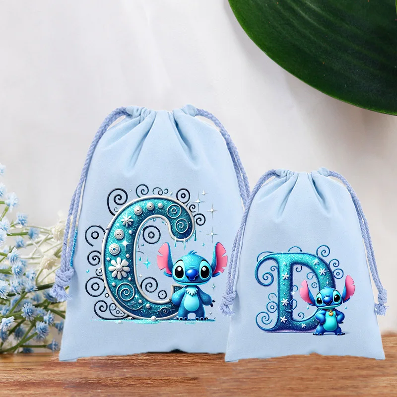 

Disney Stitch Bundle Pocket Fun Cartoon Anime Figures Drawstring Bags Kawaii Party Decoration Gift Bag Large Capacity Candy Bags